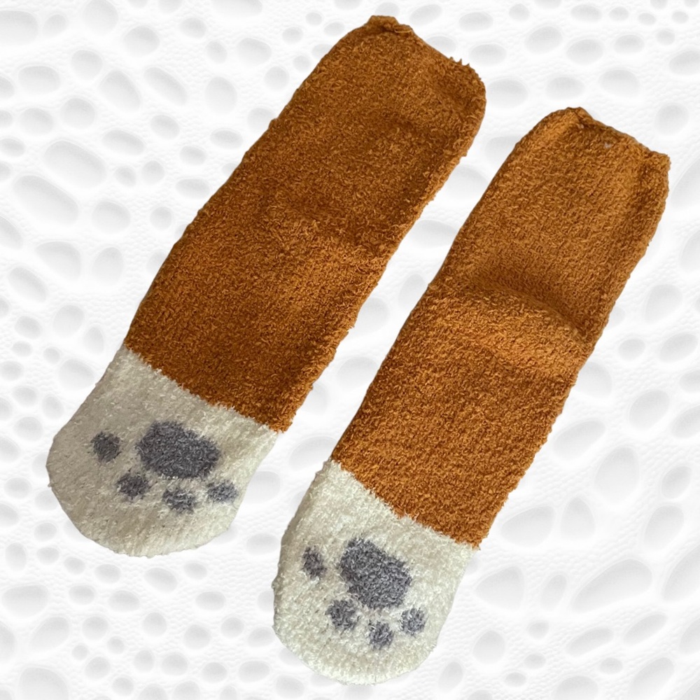 Cat Paw Socks Fuzzy Warm Adorable Kitty Slipper New Brown Black Gray Grey - Picture 10 of 13